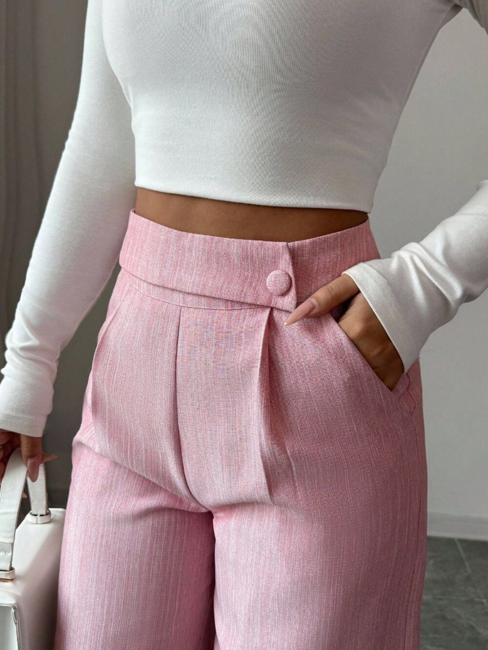 pinkCasual Women's Work Office Loose Flowy Straight Leg Pants - Picture 6 of 8